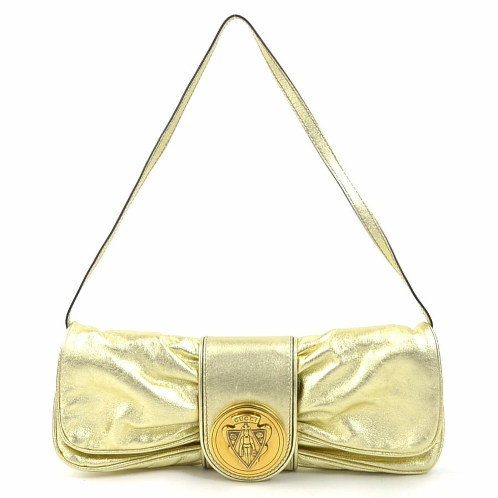 Gucci Papillon Crest Evening Bag metallic gold medallion
